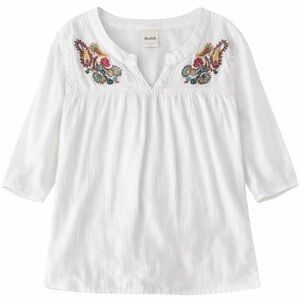Blair white boho Embroidered cotton top Large